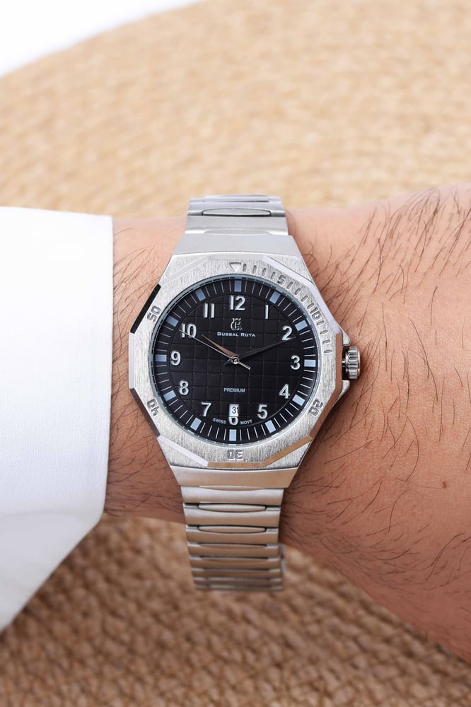 Men's watch Gossal Royal GR-19196 silver black dial