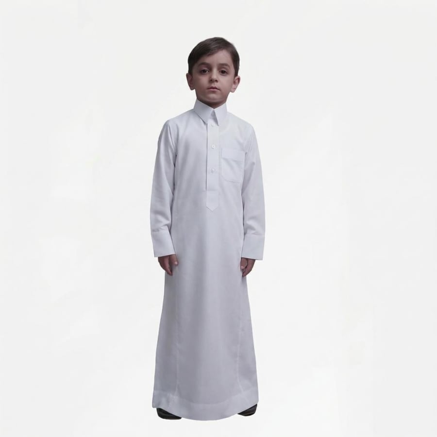 ثوب أطفال رسمي ياقة قلاب- يد كبك -  زرار باين