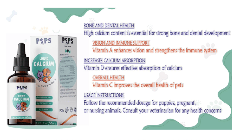 Calcium drops and vitamins A, C, D3