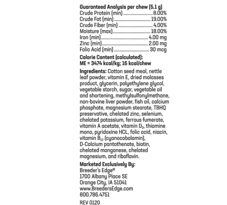 Dietary supplement for pregnant cats from Breeder's Edge company