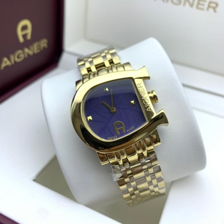 ساعات نسائية ماركة - AIGNER أيطار ذهبي بالكامل مينا أزرق نسائية
