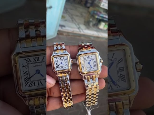 ساعات نسائية ماركة - كارتير اطار مربع ذهبي فصوص
