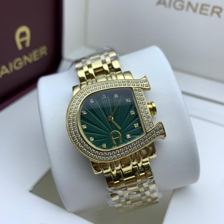 ساعات نسائية ماركة - AIGNER أيطار فضي بالكامل مينا أخضر نسائية