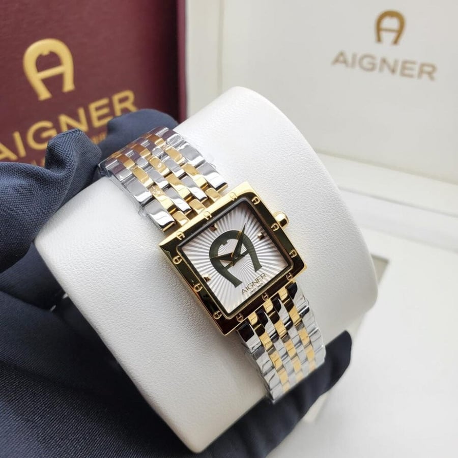 ساعات نسائية ماركة - AIGNER أيطار ذهبي مع فضي بالكامل مينا أبيض نسائية