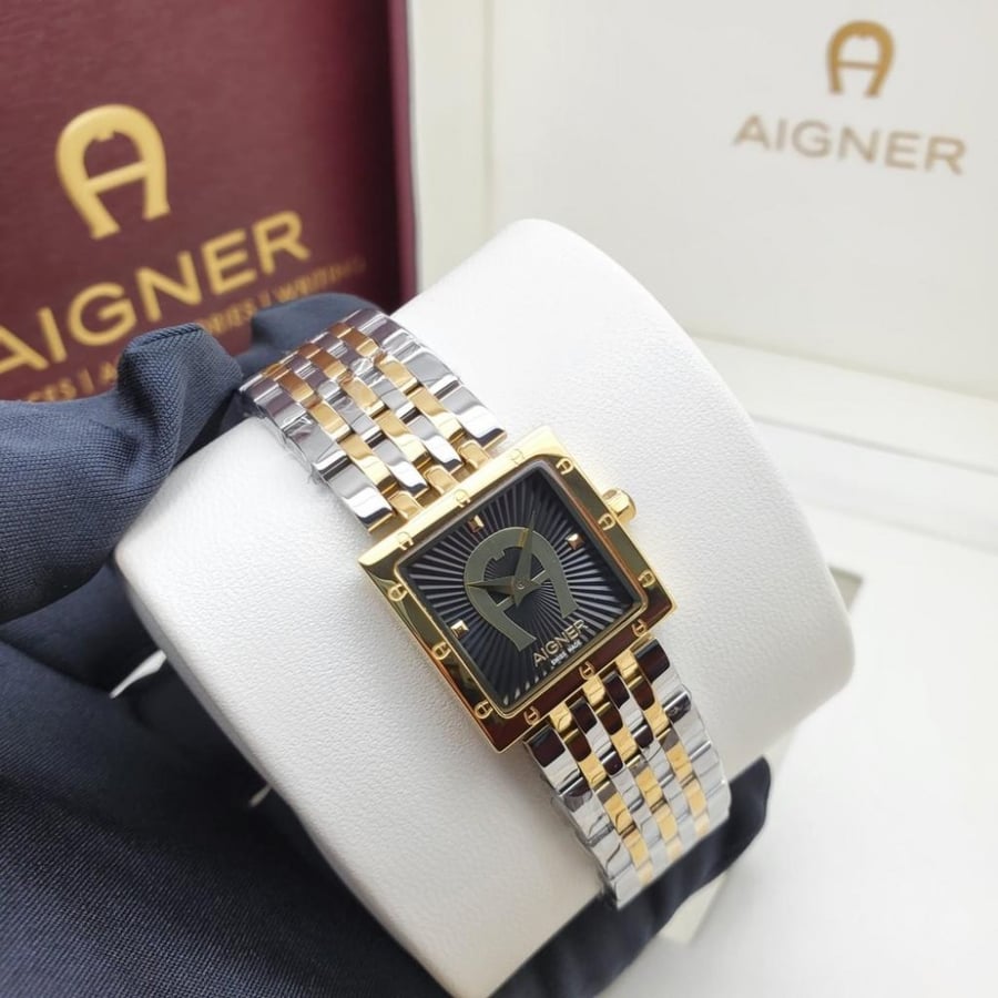 ساعات نسائية ماركة - AIGNER أيطار فضي بالكامل مينا أسود نسائية