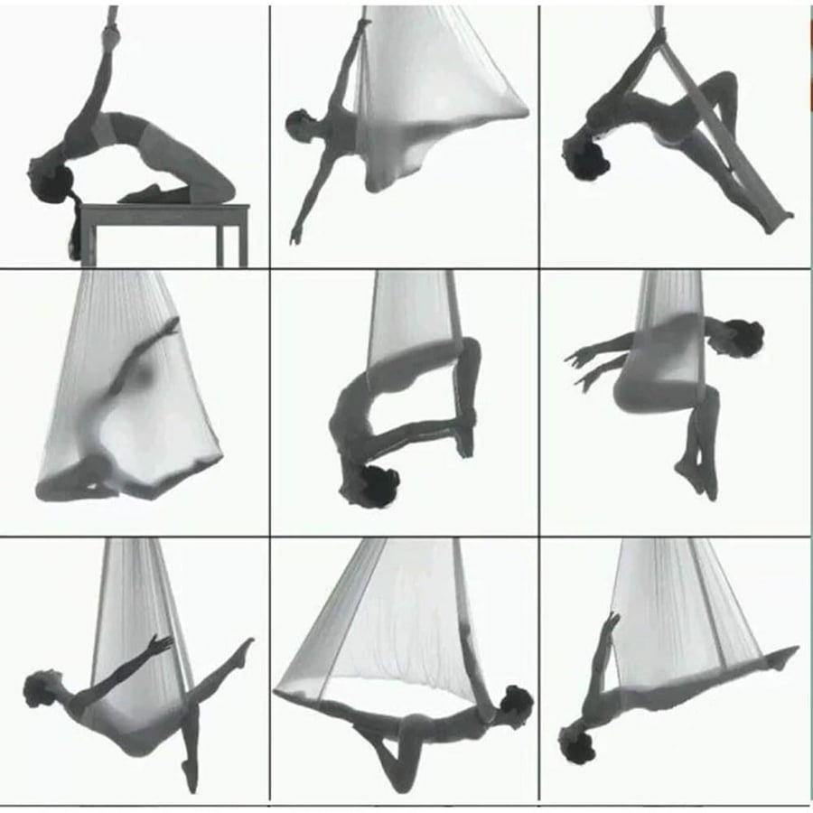 Hanging yoga swing with all accessories - black