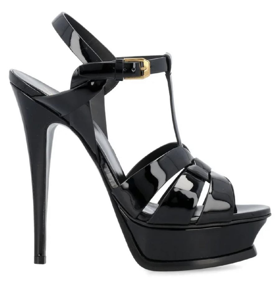 SAINT LAURENT Tribute patent leather platform sandals