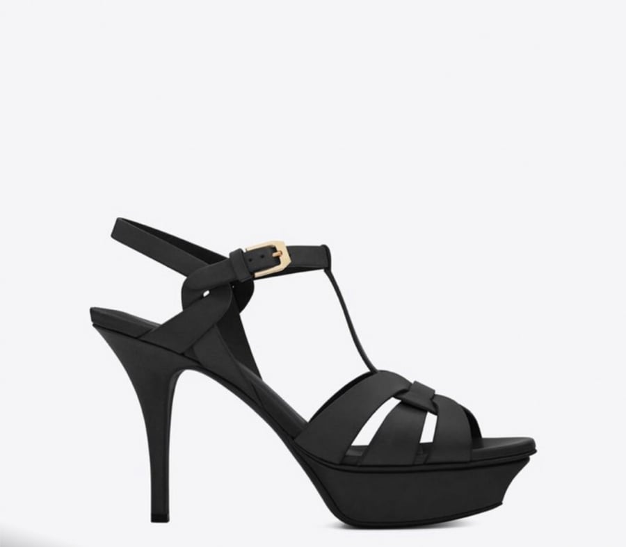 SAINT LAURENT Tribute patent leather platform sandals