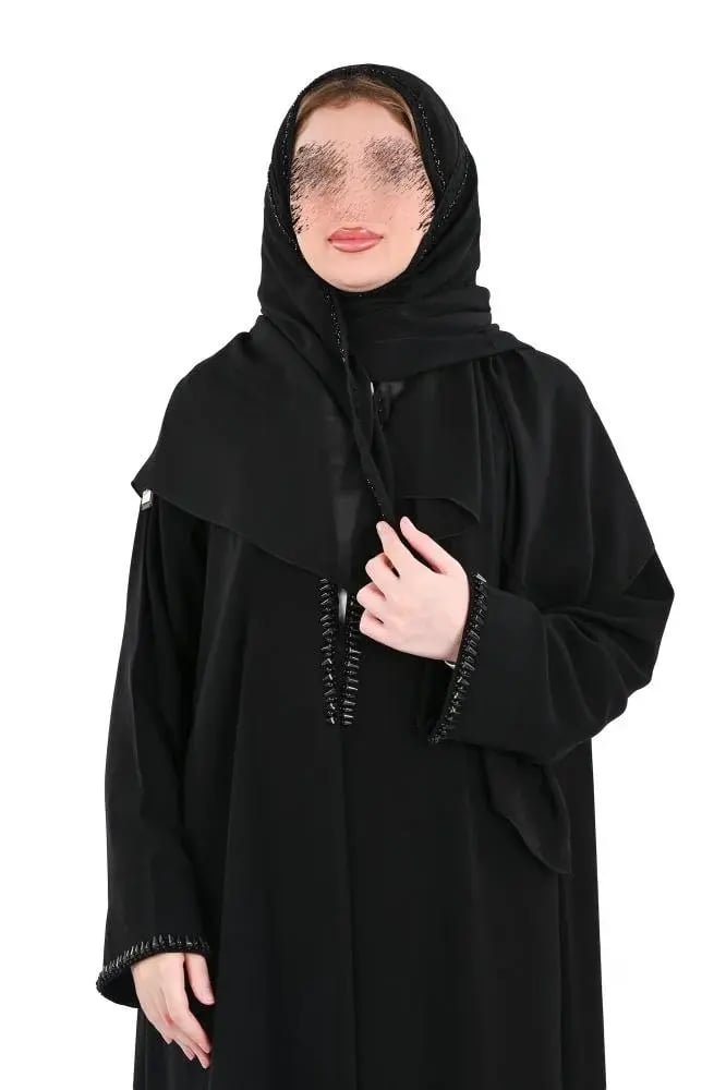 عباية ملكي كلوش شك يدوي اسود