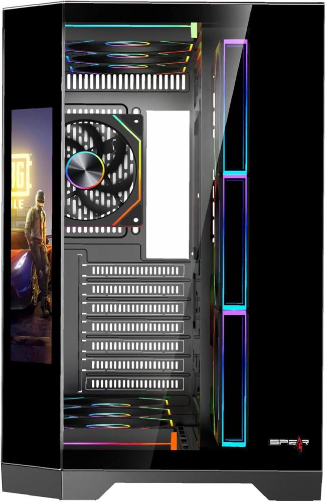 صندوق DOST60PLUS ARGB ATX من SPEAR مع شاشة جانبية بحجم "9.2 - أسود