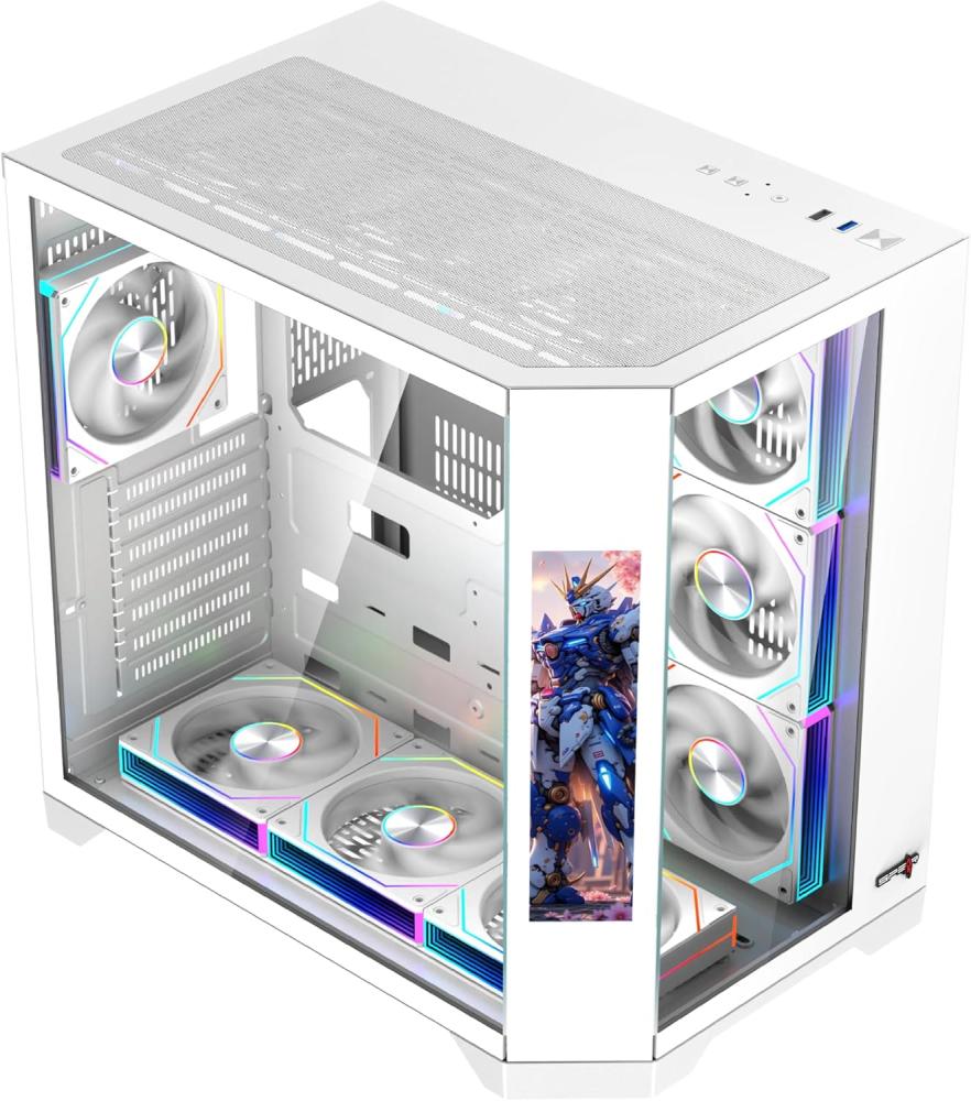 صندوق DOST60PLUS ARGB ATX من SPEAR مع شاشة جانبية بحجم "9.2 - أبيض