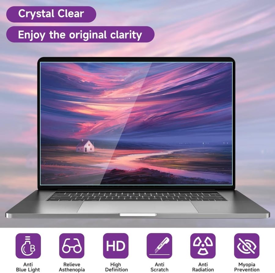 Screen Protector for Computer screens and Laptops - Multiple Sizes - Anti Blue Light, Anti Reflection, Scratch Resistant, UV Protection