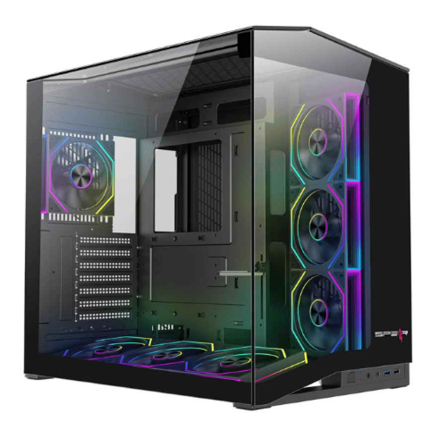 SPEAR TITANIC PLUS E-ATX Gaming PC Case – Black
