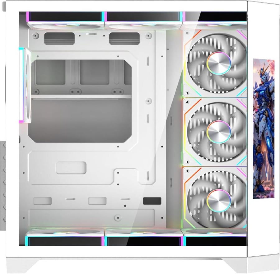 صندوق DOST60PLUS ARGB ATX من SPEAR مع شاشة جانبية بحجم "9.2 - أبيض