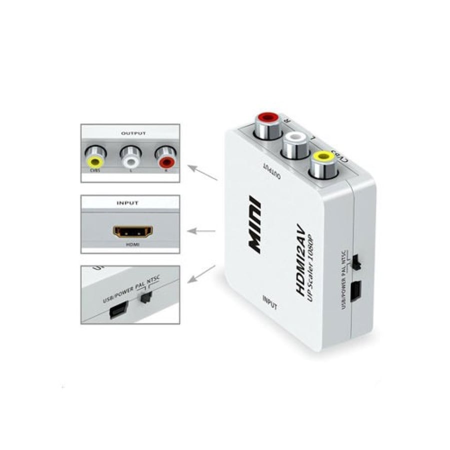 HDMI to AV converter supports up to 1080P