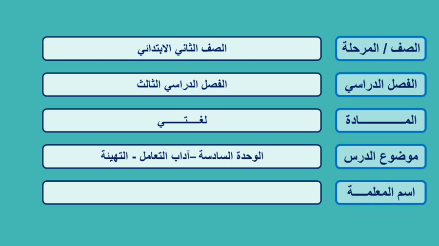 مدخل الوحدة السادسة آداب  التعامل- التهيئة
