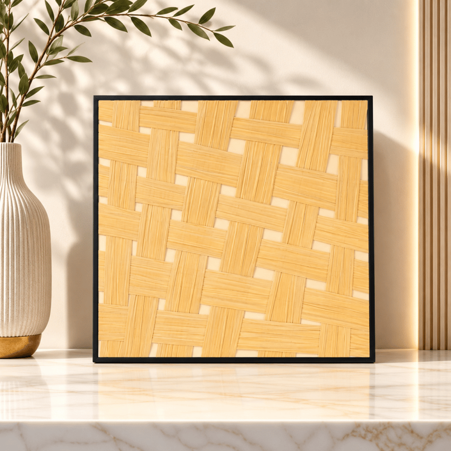 لوحة حائط مربعة بإطار أسود مقاس 80 × 80 سم