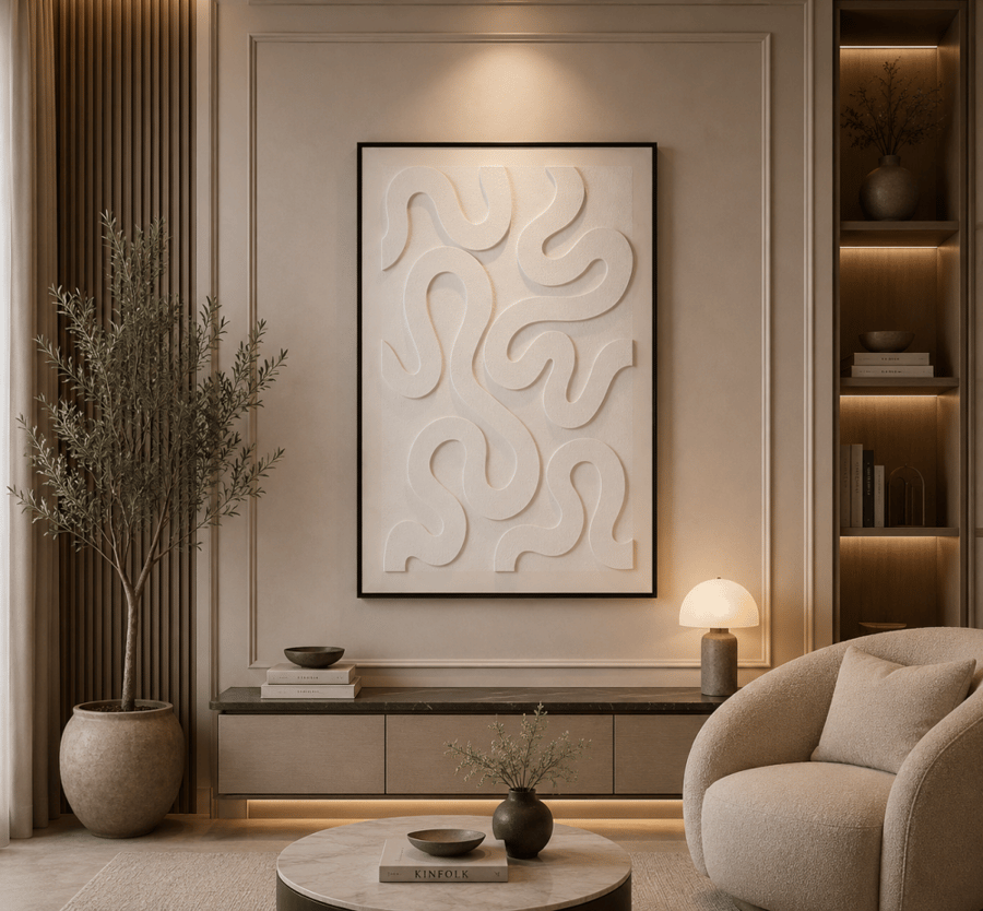 لوحة فنية بإطار أسود مقاس 120 × 80 سم