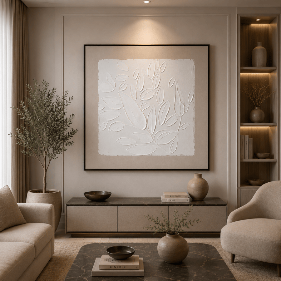 لوحة فنية مربعة بإطار أسود مقاس 100 × 100 سم
