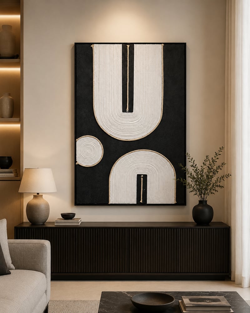 لوحة ديكور مودرن بإطار أسود مقاس 120 × 80 سم