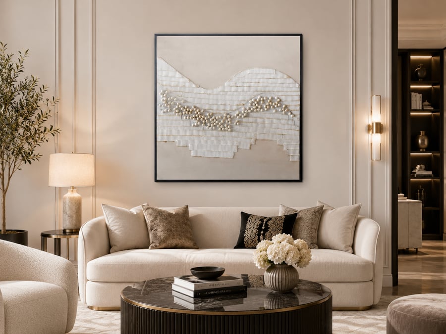 لوحة ديكور مربعة بإطار أسود مقاس 100 × 100 سم
