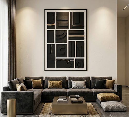 لوحة جدارية فنية بإطار أسود مقاس 120×80