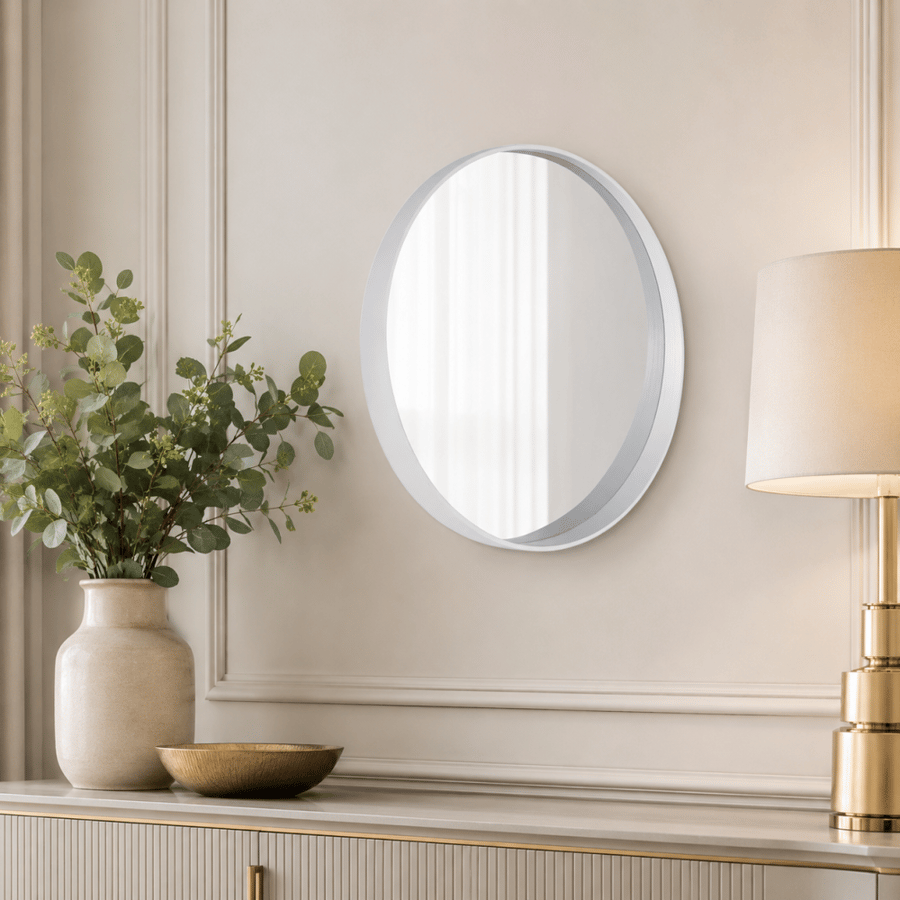 مراية حائط بأطار ابيضمقاس 80 × 80 سم