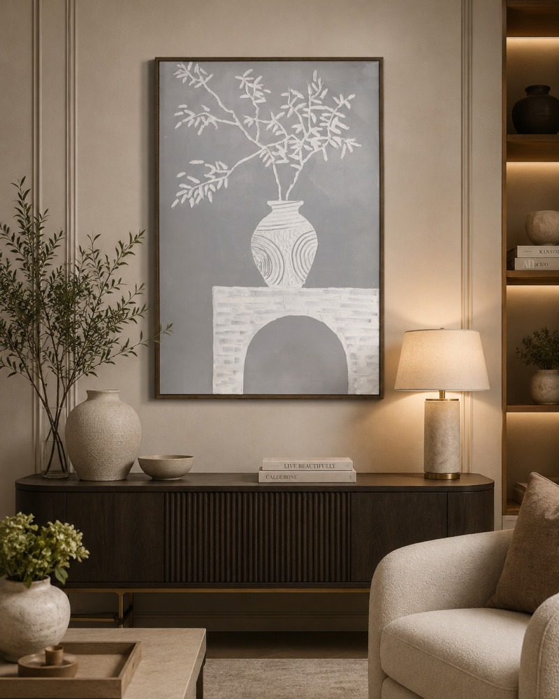 لوحة فنية بإطار خشبي مقاس 120 × 80 سم