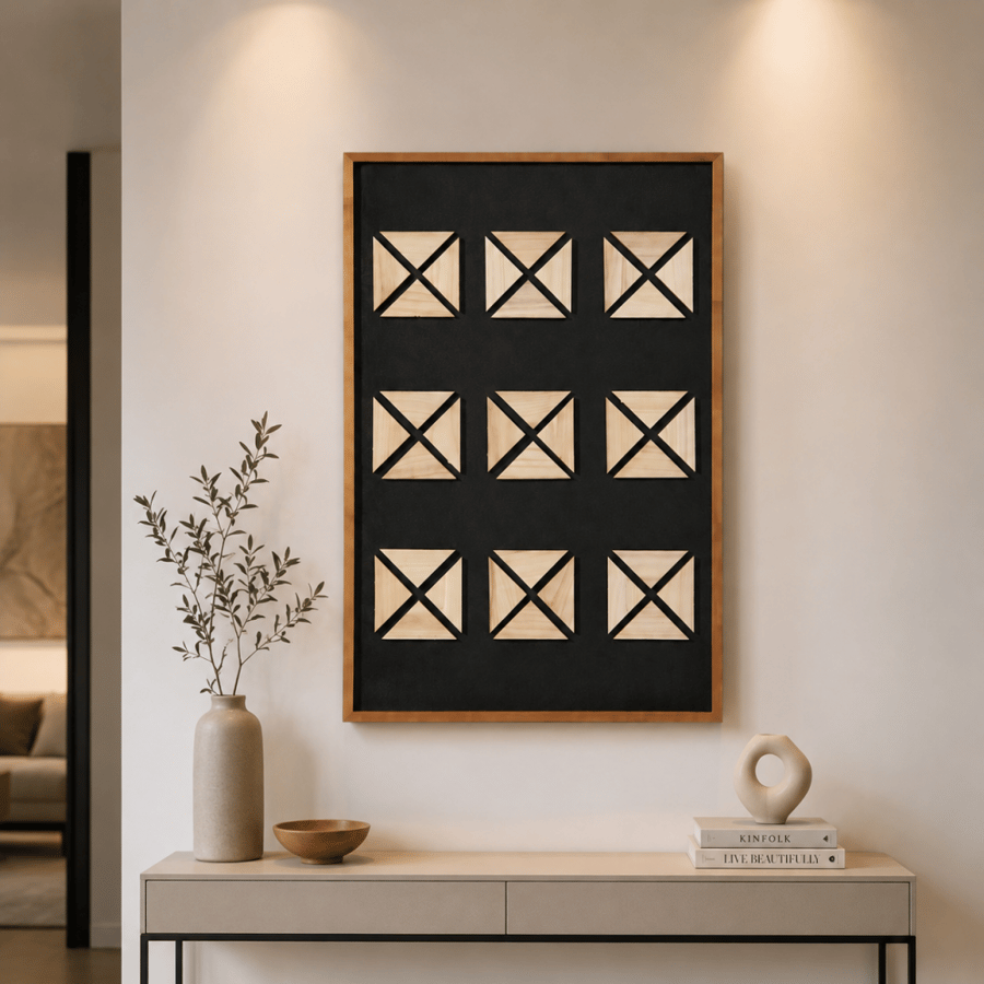 لوحة فنية للحائط بإطار أسود مقاس 120 × 80 سم
