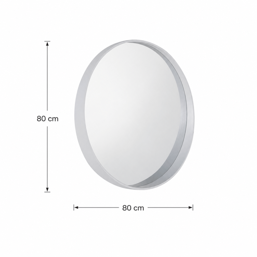 مراية حائط بأطار ابيضمقاس 80 × 80 سم