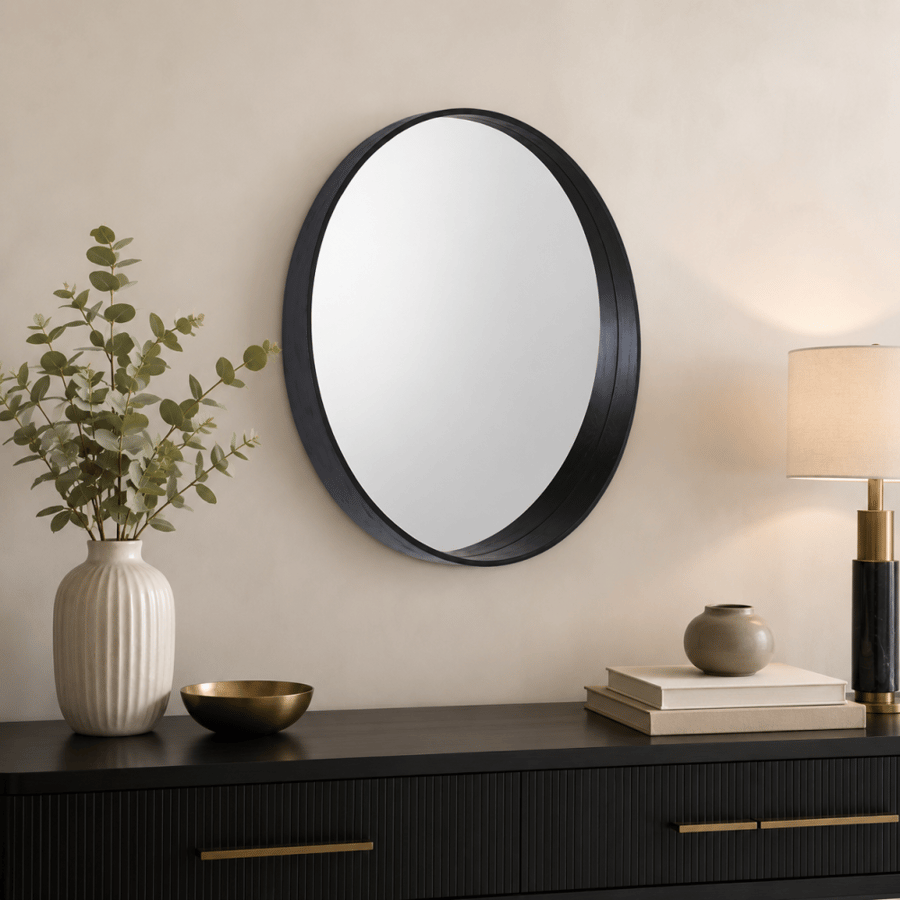 مراية حائط بأطار اسودمقاس 80 × 80 سم