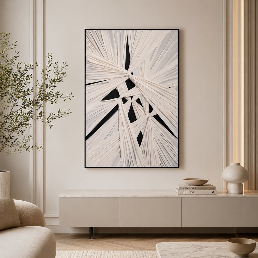 لوحة فنية بإطار أسود مقاس 80 × 120 سم