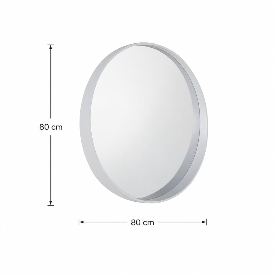 مراية حائط بأطار ابيضمقاس 80 × 80 سم