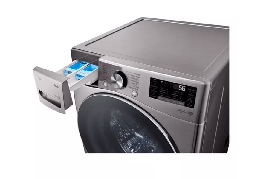 غسالة ال جي انفيرتر فضي فتحة امامية 19 كيلو غسيل تنشيف 100% 12كيلو تنشيف WS1912XMT