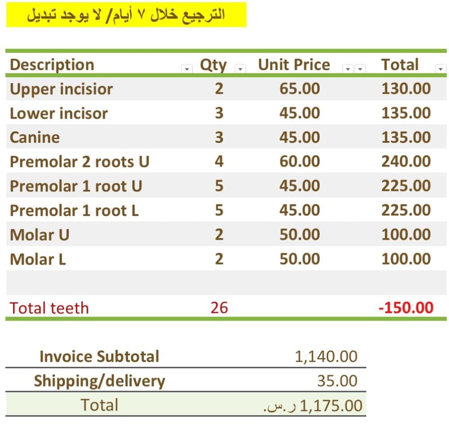 عرض خاص  (٢٦ سن طبيعي)