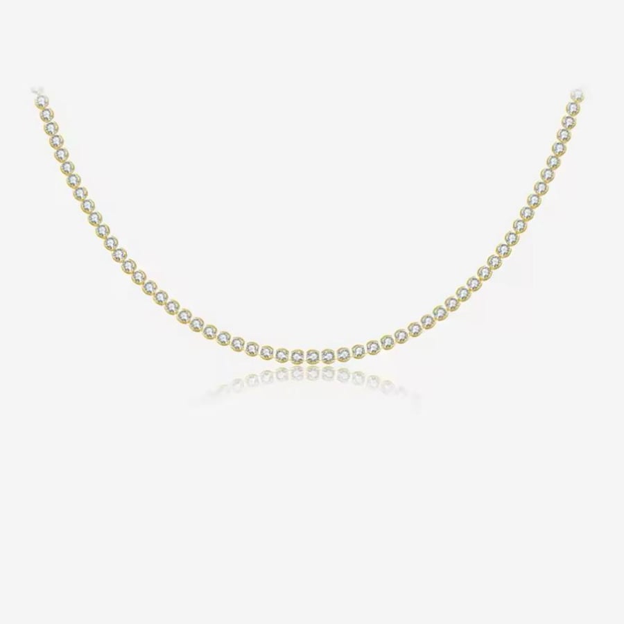 Silver necklace adorned with zircon in two colors