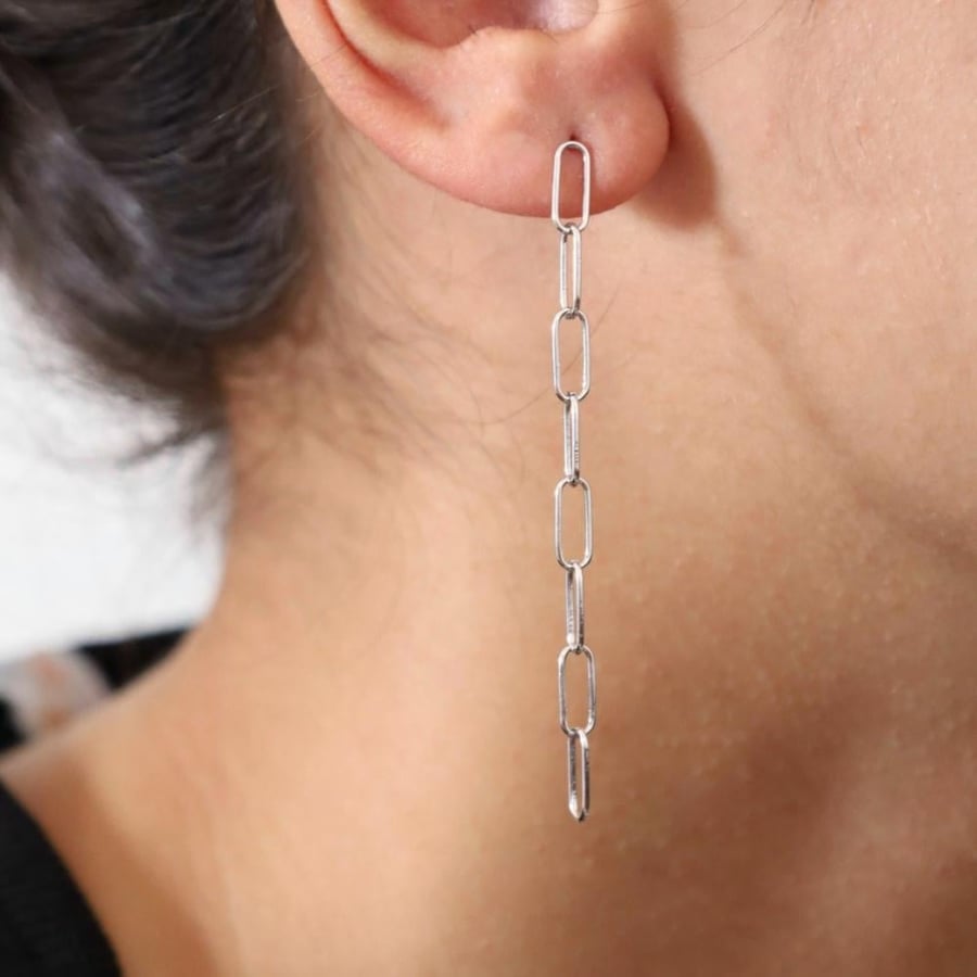A pair of earrings in the shape of a pendant chain.