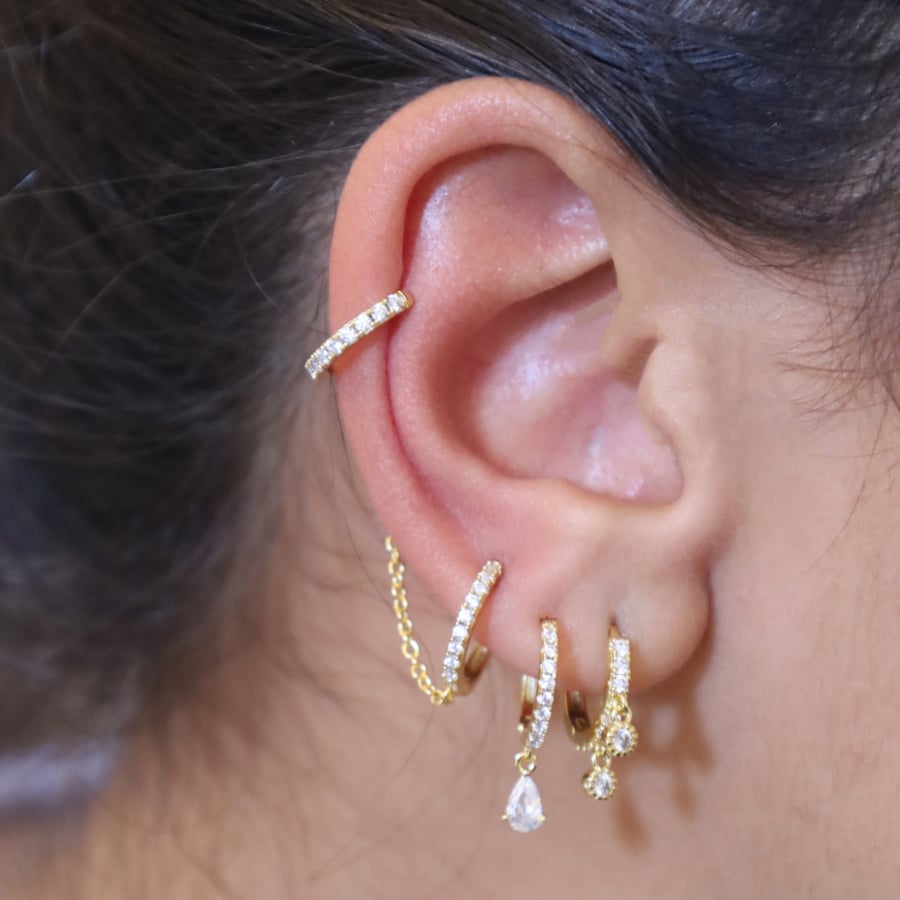 Set of 5 sterling silver 925 earrings (one ear)