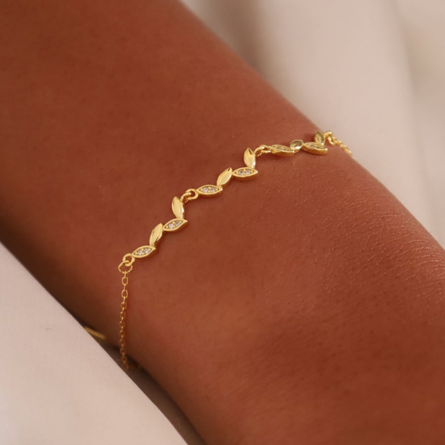 Silver bracelet 925 plated with 14K gold