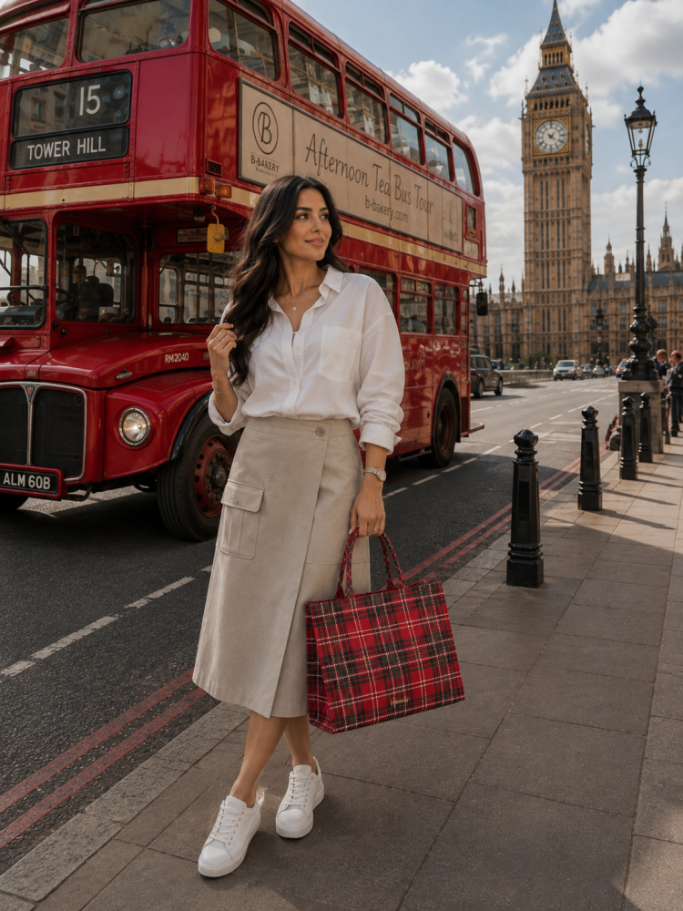 شنطة يد HARRODS هارودز الأصلية 100% - من شركة هارودز لندن، قطن - لون أحمر - حجم كبير.