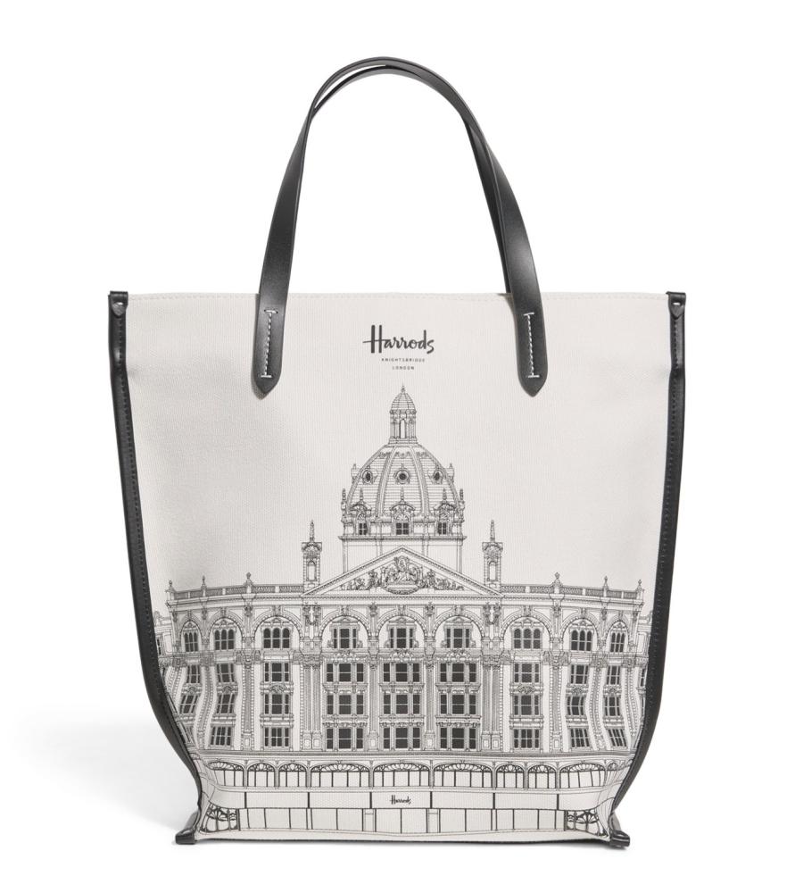 شنطة هارودز Harrods الأصلية – قطن – كريمي – حجم كبير – واجهة هارودز