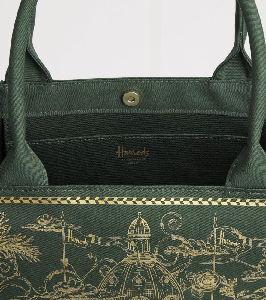 حقيبة هارودز Harrods الأصلية 100% - من شركة هارودز لندن - قطن - اخضر  - حجم كبير.