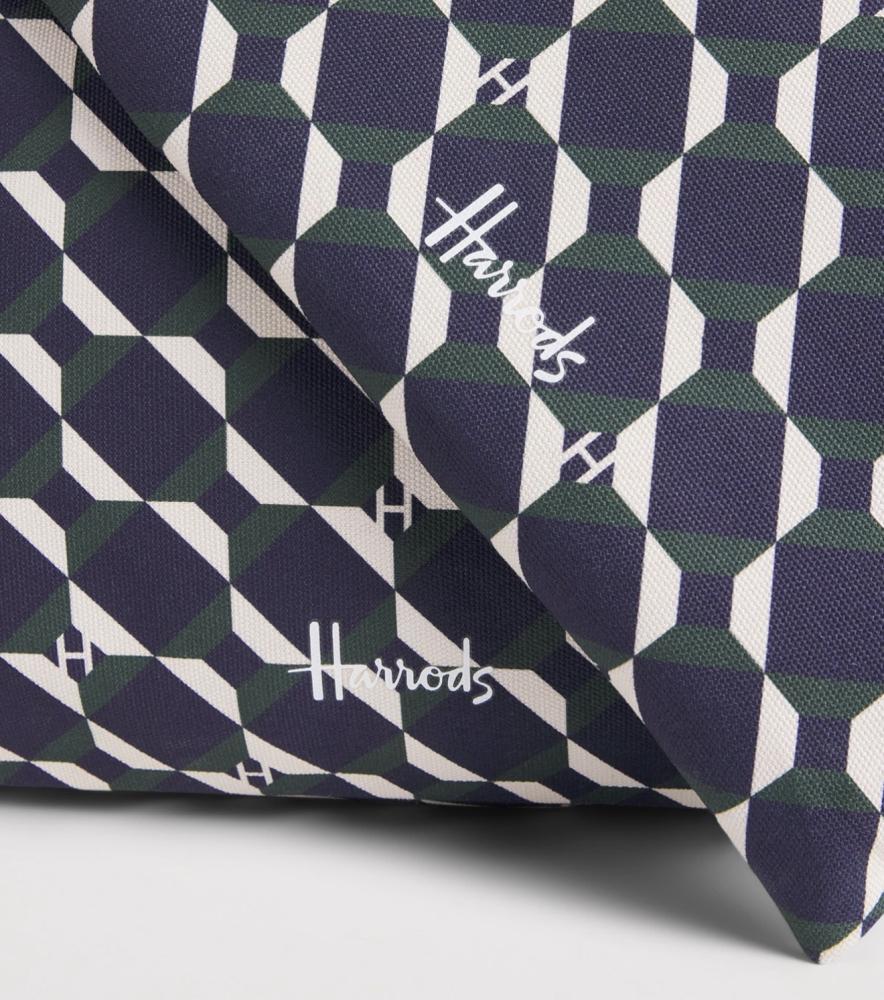 شنطة هارودز Harrods الأصلية – قطن – متعدد الألوان – حجم كبير – نقشة هندسية مع حقيبة صغير