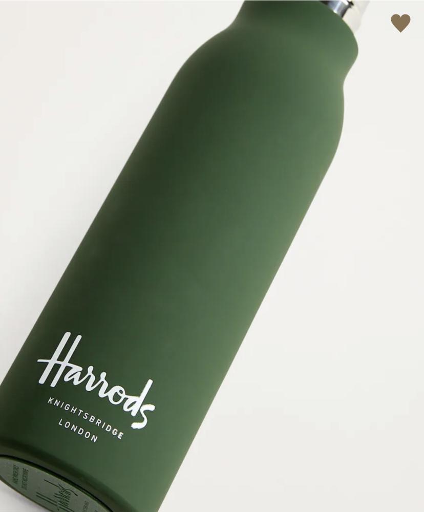 قارورة مياه هارودز Harrods الأصلية – معدن – أخضر – شعار هارودز