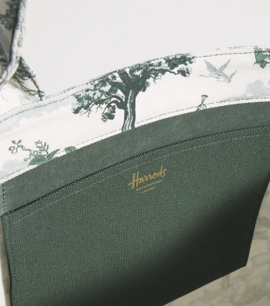 حقيبة هارودز Harrods الأصلية 100%، قطن - أوف وايت - لون اخضر، حجم وسط. من شركة هارودز - لندن.