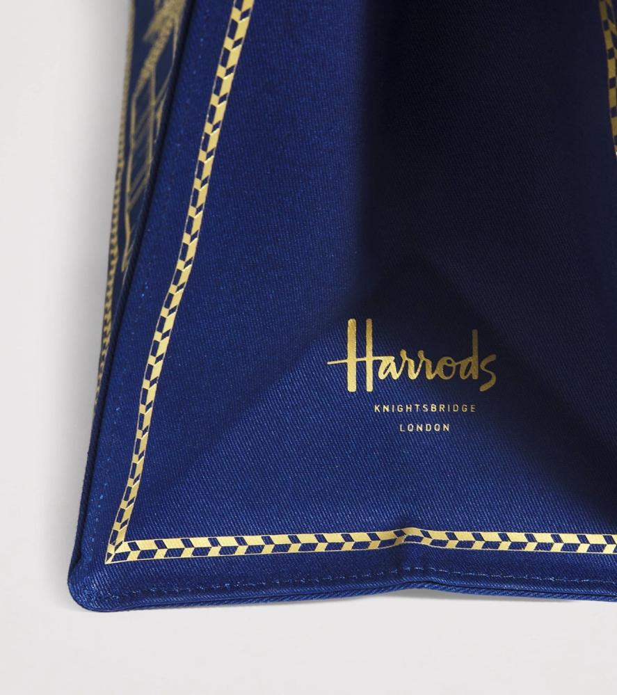 شنطة هارودز Harrods الأصلية – قطن – كحلي – حجم كبير – نقشة لندن