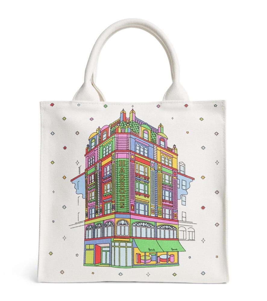 شنطة هارودز Harrods الأصلية – قطن – متعدد الألوان – حجم صغير – واجهة هارود