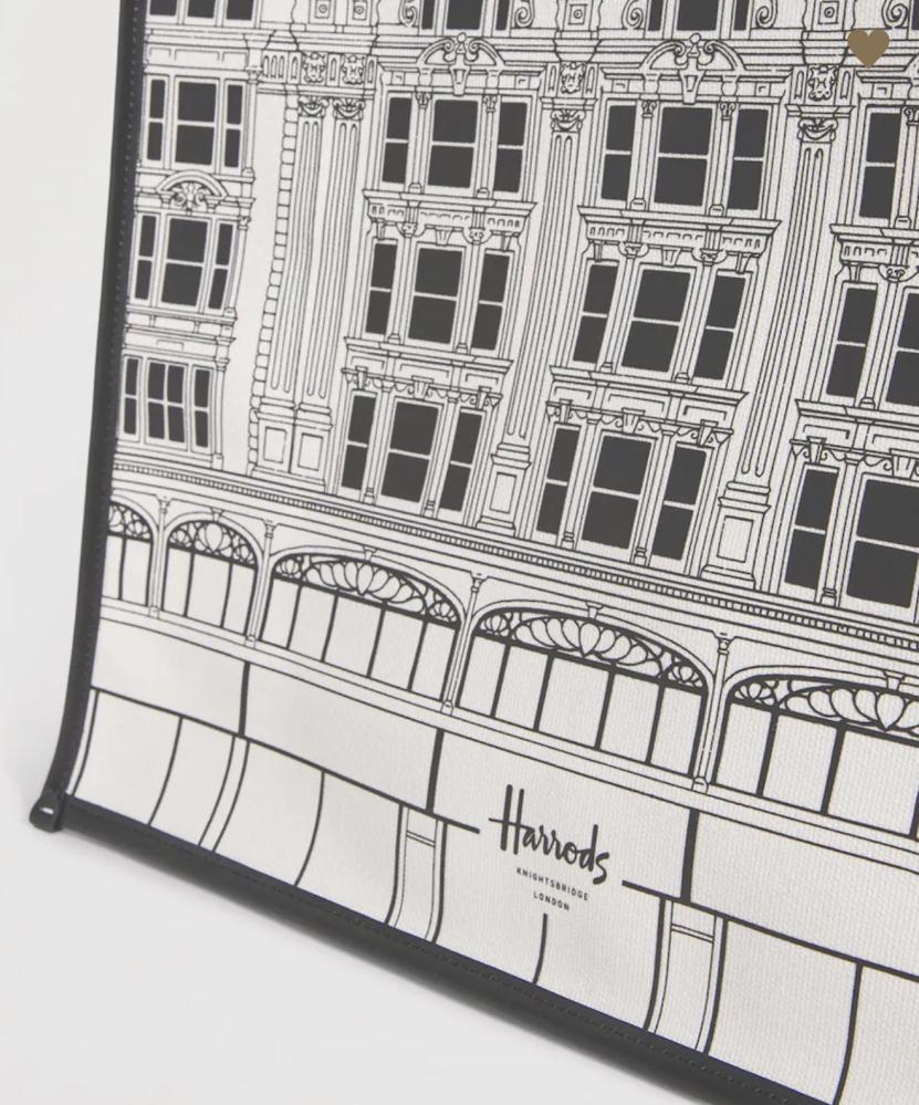 شنطة هارودز Harrods الأصلية – قطن – كريمي – حجم صغير – واجهة هارودز