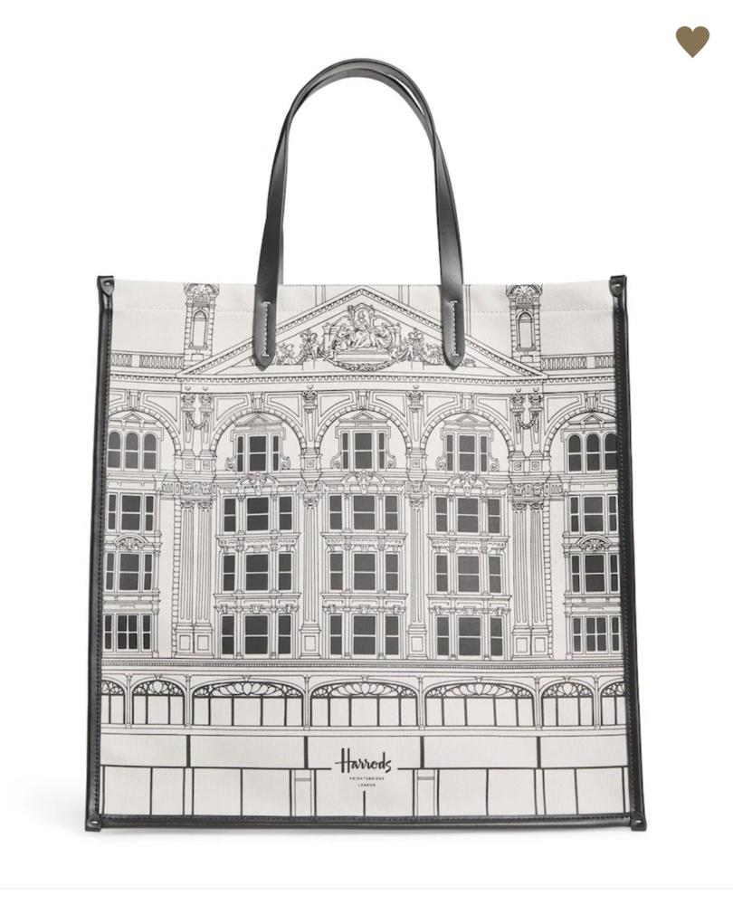 شنطة هارودز Harrods الأصلية – قطن – كريمي – حجم صغير – واجهة هارودز