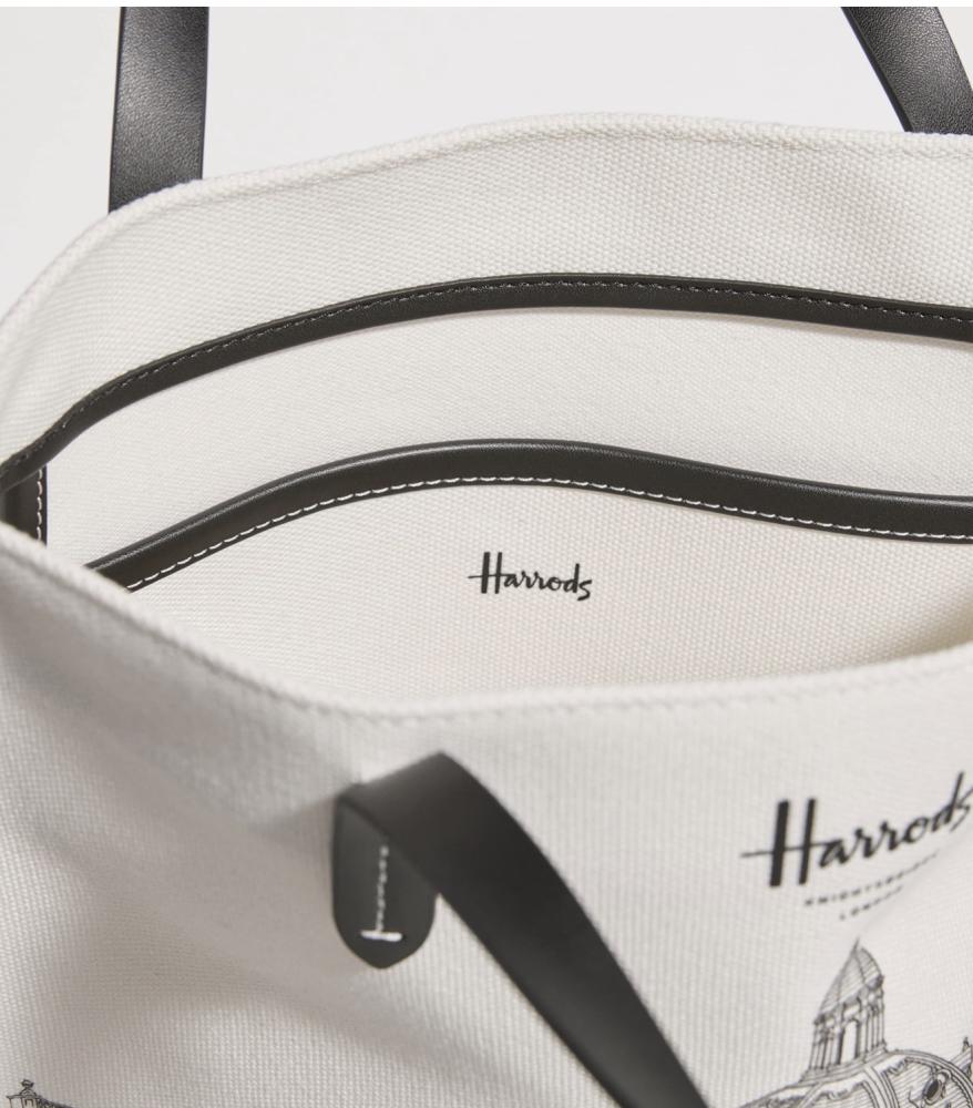 شنطة هارودز Harrods الأصلية – قطن – كريمي – حجم كبير – واجهة هارودز